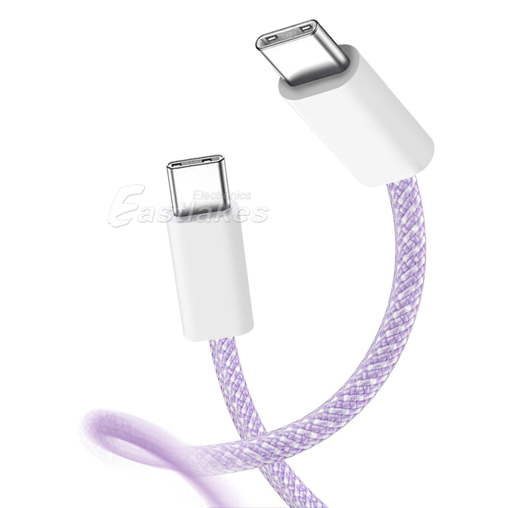 60W USB-C to USB C Braided Pastel Fast Charge Data Cable - Eastlakes Electronics